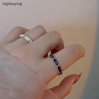 [highbuying] สไตล์เกาหลี สีขาว ลายไม้กางเขน สีฟ้า เคลือบ แหวนนิ้ว เปิด ปรับได้ แหวนไฟ สําหรับผู้หญิง ผู้ชาย แฟชั่น เครื่องประดับ ใหม่ พร้อมส่ง