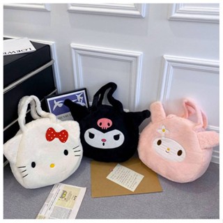 SANRIO กระเป๋าสะพายไหล่ กระเป๋าถือ ลายการ์ตูน Hello Kitty Kuromi น่ารัก จุของได้เยอะ แฟชั่นสําหรับนักเรียน