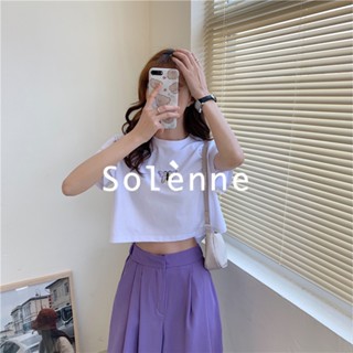 Solenne  เสื้อครอป เสื้อยืดผู้หญิง ครอป baby tee สาวเรโทร 2023 NEW Style Trendy ทันสมัย ทันสมัย Comfortable A99J58Q 36Z230909