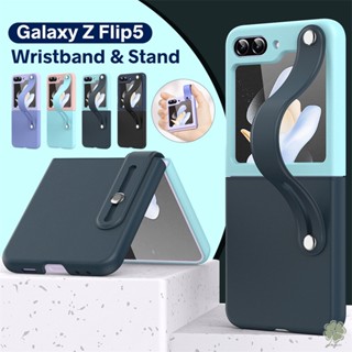 เคสโทรศัพท์มือถือ กันกระแทก พร้อมสายคล้องมือ พับได้ หลากสี สําหรับ Samsung Galaxy Z Flip 5 Z Flip 4 Z Flip 3 Z Flip 5 4 3