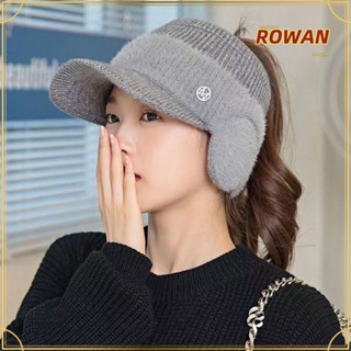 Rowans หมวกไหมพรม ผ้าฟลีซถัก กันลม พร้อมที่ปิดหู ให้ความอบอุ่น แฟชั่นฤดูใบไม้ร่วง ฤดูหนาว