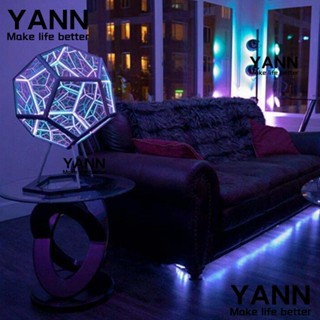 Yann1 โคมไฟอะคริลิค รูปลูกบาศก์ Dodecahedron ควบคุมด้วยรีโมต สีสันสดใส ชาร์จ USB สําหรับตั้งโต๊ะ