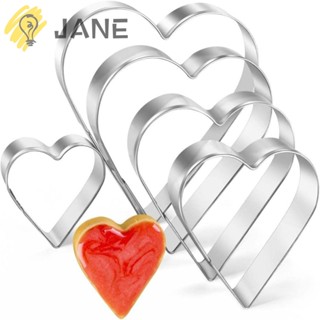 Jane แม่พิมพ์บิสกิต สเตนเลส รูปหัวใจ ทนทาน สีเงิน สําหรับทําคุกกี้ บิสกิต 10 ชิ้น