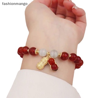 [fashionmango] ปีใหม่ สร้อยข้อมือ ลูกปัดนําโชค หรูหรา ลูกปัดสีแดง ถั่วลิสง จี้ เสน่ห์ กําไลข้อมือ สไตล์จีน เครื่องประดับ สําหรับผู้หญิง เทศกาล ของขวัญ สินค้าใหม่