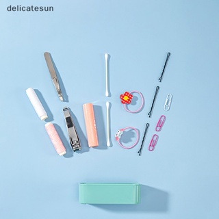 Delicatesun ใหม่ แบบพกพา สําลีก้าน กล่องเก็บ เดินทาง ไหมขัดฟัน เคส ของกระจุกกระจิก ออแกไนเซอร์ กล่องเก็บสายไฟ หูฟัง สายเคเบิล ดี