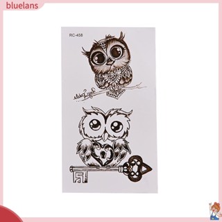 Blu สติกเกอร์รอยสักชั่วคราว ลายการ์ตูนนกฮูกน่ารัก กันน้ํา สําหรับตกแต่งร่างกาย