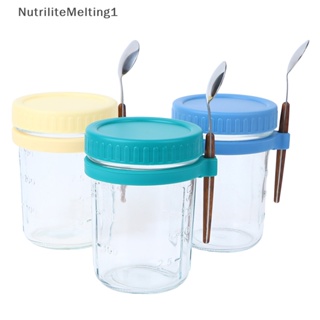 [NutriliteMelting1] โหลแก้วใส่ข้าวโอ๊ต 12 ออนซ์ พร้อมฝาปิด และช้อน ใช้ซ้ําได้ 2 ชิ้น [TH]