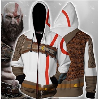 เสื้อกันหนาว เสื้อคาร์ดิแกน แบบสวมหัว พิมพ์ลายการ์ตูนอนิเมะ God of War Quitus 3 มิติ สําหรับผู้หญิง