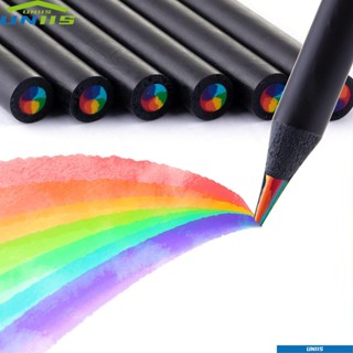 Uniis ดินสอสีไม้ หลายสี สีรุ้ง สีดํา สําหรับร่างภาพ สํานักงาน