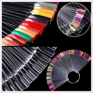 50pcs Nail Art Display Board Set With Hoop Fan-shaped Color Card Ultra-thin Seamless Multifunctional Oval Nail Polish Color Swatch Tool Manicure Tool For Nail Shop JOYFEEL