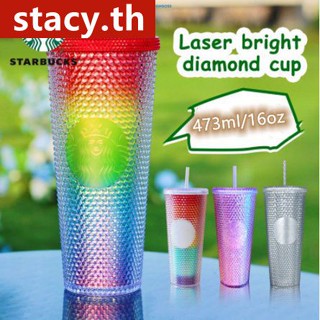 【พร้อมส่ง】 Diamond Radiant Goddess Straw Cup Coffee Cup Cold Cup Tumbler 473ml/16oz New Starbucks Cup Durian Cup