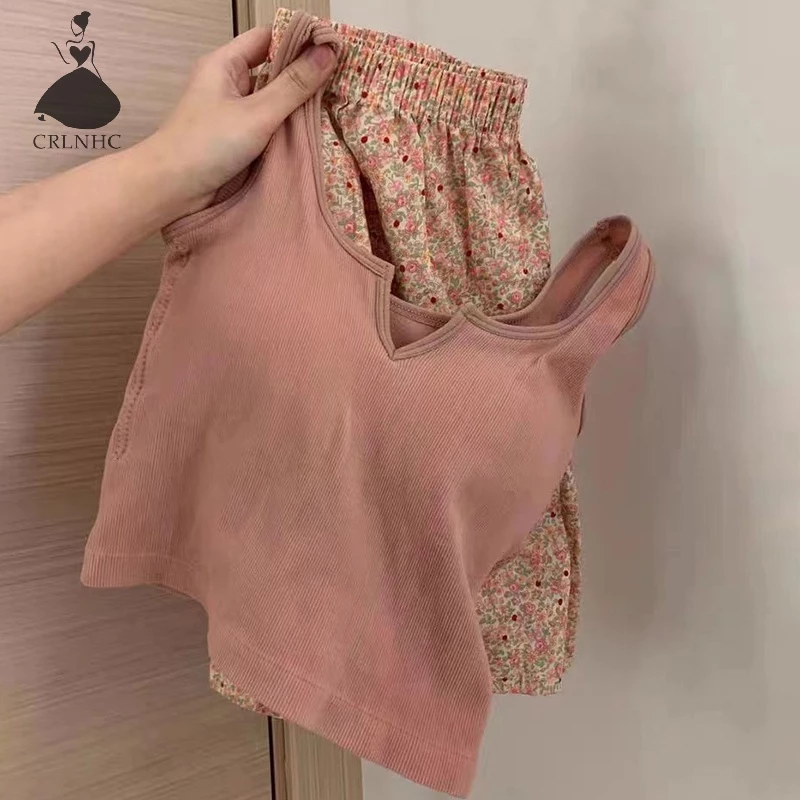 Kans เสื้อกั๊ก และกางเกงนอน เอวยางยืด ลายดอกไม้ แฟชั่นฤดูร้อน สําหรับผู้หญิง TH