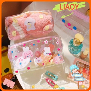 Liaoy กระเป๋าเครื่องสําอาง PVC ใส ความจุสูง ขนาดเล็ก สําหรับผู้หญิง