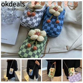 Okdeals กระเป๋าสะพายไหล่ ขนาดเล็ก แต่งสายโซ่คล้อง สีแดง สําหรับผู้หญิง