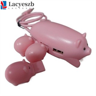 Lacyeszb ฮับ USB 2.0 สีชมพู แบบพกพา สําหรับแล็ปท็อป พีซี 3 พอร์ต USB อุปกรณ์เสริมคอมพิวเตอร์