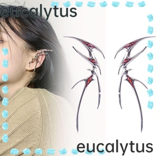 Eucalytus1 ต่างหูโลหะ รูปผีเสื้อ ประดับพลอยเทียม สีแดง สไตล์โกธิค พังก์ เครื่องประดับแฟชั่น สําหรับผู้หญิง