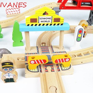 Ivanes รางรถไฟไม้ ของเล่นเสริมการศึกษา สําหรับเด็ก