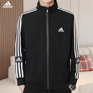 Adidas ของแท้ 100% เสื้อแจ็กเก็ต กันลม ปักลายโลโก้ พลัสไซซ์ สําหรับผู้ชาย