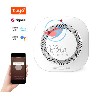 Tuya Zigbee อุปกรณ์ตรวจจับควัน อัจฉริยะ ไร้สาย 360 ° เครื่องตรวจจับควัน แจ้งเตือน เสียงเตือน และข้อความแจ้งเตือน แบตเตอรี่ต่ํา สําหรับบ้าน