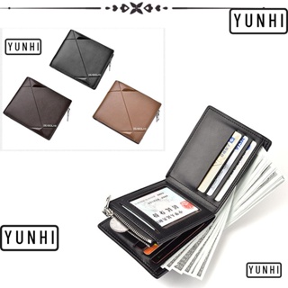 Yunhi กระเป๋าใส่บัตรเครดิต ป้องกัน กระเป๋าใส่เหรียญ หนัง PU บล็อก RFID