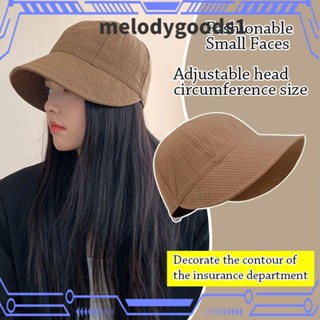 Melodygoods1 หมวกบักเก็ต ผู้ชาย ผู้หญิง ปรับได้ ปีกกว้าง หมวกกันแดด พับได้