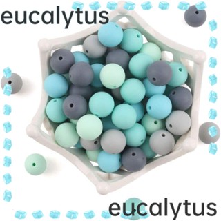 Eucalytus1 ลูกปัดซิลิโคน ทรงกลม 15 มม. 50 ชิ้น สําหรับทําพวงกุญแจ สร้อยคอ DIY