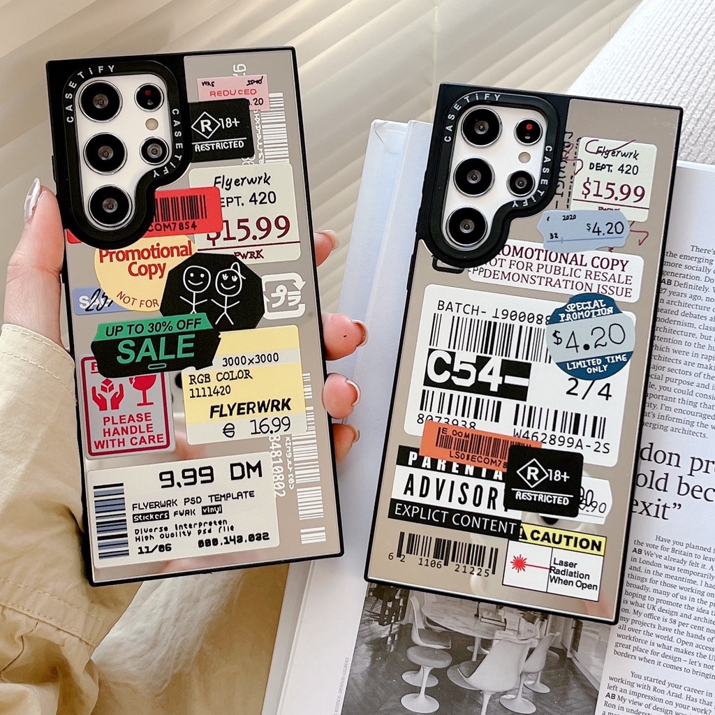 Slips สติ๊กเกอร์ Mirror Hard Casetify เคสโทรศัพท์สําหรับ Samsung Galaxy S23 S24 S25 Ultra Plus