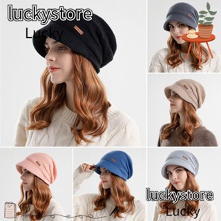 Lucky Beanies หมวกบีนนี่ ผ้าขนแกะถัก แบบหนา กันลม ให้ความอบอุ่น ใช้งานกลางแจ้ง