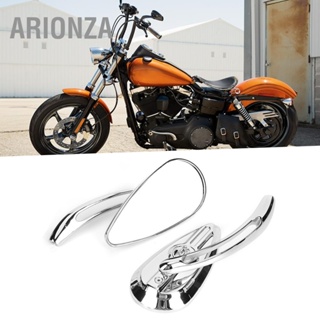 ARIONZA 2 pcs รถจักรยานยนต์ Chromed กระจกมองหลัง 8 มม. 10 ด้าย Skull Teardrop Handlebar Reflector