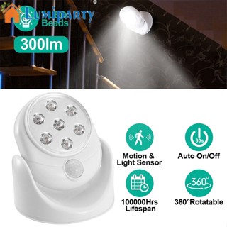 Lumiparty ไฟสปอตไลท์ Led 7 ดวง หมุนได้ 360 องศา 300lm ไร้สาย ปรับได้ สําหรับใช้ในบ้าน