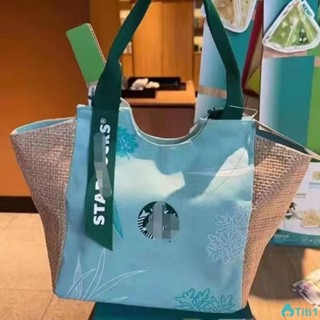 Starbucks Tote Bag Women Dual Use Canvas Version Contrast Color One Shoulder Cross Body Handbag Shoulder Bag TH1