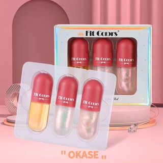 Fit Colours Hot Plumping Lip Tint Bi-Pearl Fine Glitter Moisturizing Nourishing Temperature Control Color Change Lip Oil Lip Gloss Liquid Set Box ลิปกลอสพร้อม