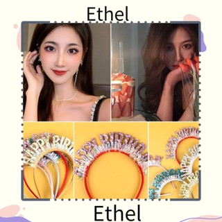 Ethel1 กิ๊บติดผม รูปมงกุฎตัวอักษร Happy Birthday ประดับเลื่อม 5 สี สําหรับตกแต่งปาร์ตี้วันเกิด 2 ชิ้น