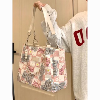 Commuter large-capacity Todd bag female 2023 new bear graffiti student advanced one-shoulder bag canvas bag