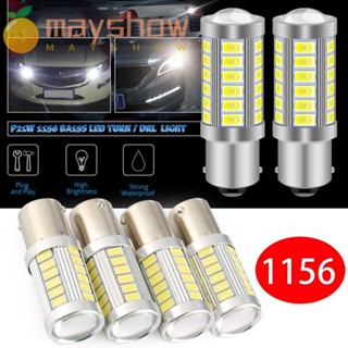 Mayshow หลอดไฟเลี้ยว LED 1156 12V สีขาว 382 P21w Ba15s สําหรับจอดรถยนต์ 2 ชิ้น