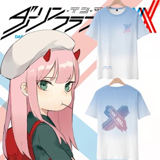 เสื้อยืดแขนสั้น พิมพ์ลายการ์ตูนอนิเมะ Darling in the Franxx 02 แฟชั่นฤดูร้อน สําหรับผู้หญิง