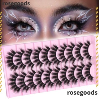 Rosegoods1 ขนตาปลอม ขนมิงค์เทียม ยาวธรรมชาติ ขนปุย D Curl Multilaiers 10 คู่