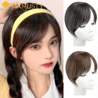 Mxmusty กิ๊บติดผมหน้าม้าสังเคราะห์ 3D เพิ่มวอลลุ่มผม สีขาว มองไม่เห็น สําหรับผมร่วง