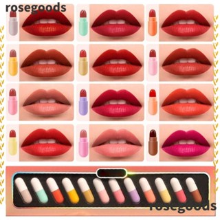 Rosegoods1 ชุดลิปสติกแคปซูล เนื้อแมตต์ เป็นมิตรกับการเดินทาง สําหรับผู้หญิง