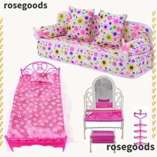 Rosegoods1 โมเดลเก้าอี้โต๊ะเครื่องแป้ง 1/12 สําหรับตกแต่งบ้านตุ๊กตา