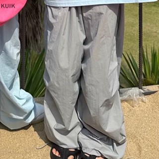 Kuik กางเกงขากว้าง เอวยางยืด ทรงหลวม สําหรับผู้หญิง ik