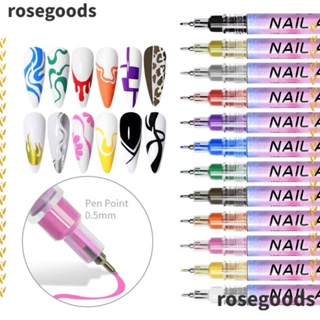 Rosegoods1 ปากกามาร์กเกอร์ 10 สี สําหรับตกแต่งเล็บเจล