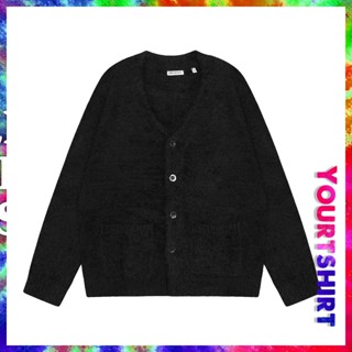 เสื้อคาร์ดิแกนกันหนาว แขนยาว คอวี ทรงหลวม ขนาดใหญ่ แต่งกระเป๋า สีพื้น สําหรับคู่รัก