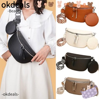 Okdeals กระเป๋าคาดเอวหนัง 3 ช่อง เหมาะกับเล่นกีฬากลางแจ้ง สําหรับผู้หญิง และผู้ชาย