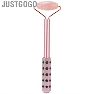 Justgogo Facial Beauty Roller  Anti‑Aging Skin Care Tool Portable Manual  Jade Face for