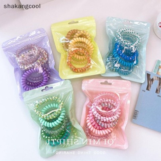 Shakangcool ยางรัดผม แบบเกลียว ยืดหยุ่น สีแคนดี้ แฟชั่นฤดูร้อน สําหรับเด็กผู้หญิง 6 ชิ้น SGL