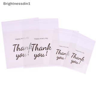 [Brightnessdin1] ถุงใส ลาย Thank You มีกาวในตัว สําหรับใส่ขนมคุกกี้ เบเกอรี่ 100 ชิ้น ต่อแพ็ก