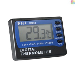 [ขายดี] Vici เครื่องวัดอุณหภูมิดิจิทัล LCD ขนาดเล็ก หน้าจอแสดงค่าสูงสุด พร้อมโพรบ เข้าตู้เย็นได้ ฟาเรนไฮต์