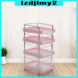 [Lzdjlmy2] รถเข็นจิ๋ว 4 ชั้น พร้อมล้อเลื่อน สําหรับตกแต่งบ้านตุ๊กตา 1:6 DIY