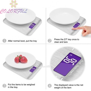 【COLORFUL】High Precision Stainless Steel Kitchen Scale LED Display 1g 10kgs Multiple Units